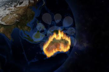 View of Australia from space with terrible fire. Elements of this image furnished by NASA