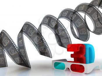 Royalty Free Clipart Image of 3D Film and Cinema Glasses