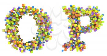 Royalty Free Clipart Image of Abstract Letters Made of Cubes