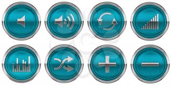 Royalty Free Clipart Image of Blue Control Panel Buttons