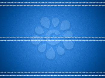 Royalty Free Clipart Image of a Blue Stitched Leather Background