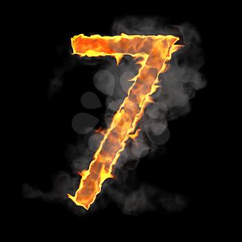 Royalty Free Clipart Image of a Burning Number Seven