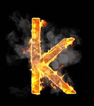 Royalty Free Clipart Image of a Burning Letter K