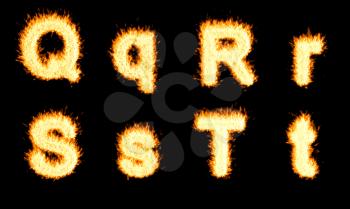 Royalty Free Clipart Image of a Burning Letter Font