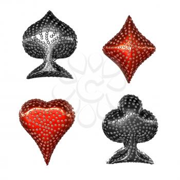 Royalty Free Clipart Image of Diamond Encrusted Card Suits