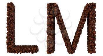 Royalty Free Clipart Image of Roasted Coffee Font L and M