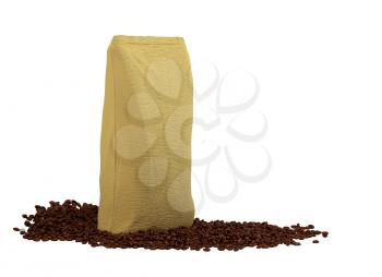 Royalty Free Clipart Image of Sacking Pack on Coffee Beans