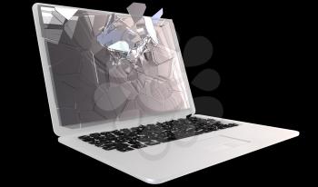 Royalty Free Clipart Image of a Broken Laptop