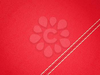 Royalty Free Clipart Image of a Red Diagonal Stitched Leather Background