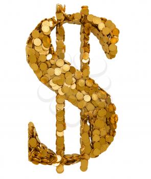 Royalty Free Clipart Image of a Dollar Sign Made of Coins