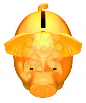 Royalty Free Clipart Image of a Gold Piggy Bank