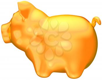 Royalty Free Clipart Image of a Gold Piggy Bank