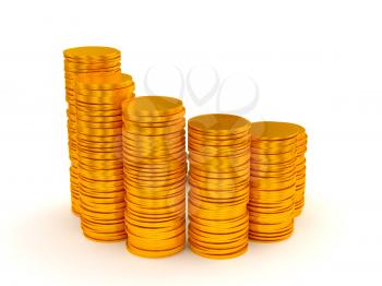 Royalty Free Clipart Image of Stacks of Coins