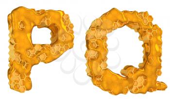 Royalty Free Clipart Image of the Letters P and Q in Honey