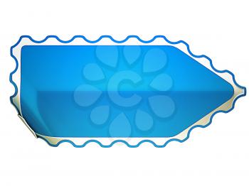 Royalty Free Clipart Image of a Bent Blue Sticker