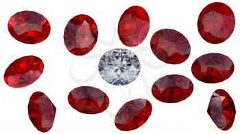 Royalty Free Clipart Image of a Diamond Among Rubies