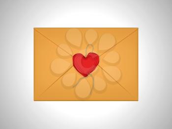 Royalty Free Clipart Image of a Heart Sealed Envelope