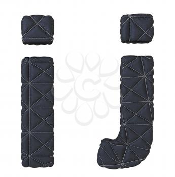 Royalty Free Clipart Image of Stitched Leather Font I and J