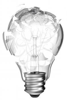 Royalty Free Clipart Image of a Smashed Light Bulb