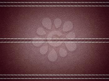 Royalty Free Clipart Image of a Maroon Stitched Leather Background