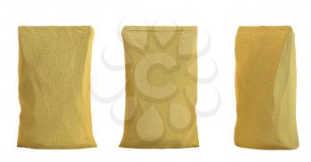 Royalty Free Clipart Image of Three Golden Packs for Coffee or Tea