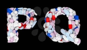 Royalty Free Clipart Image of Pharmaceutical Font P and Q