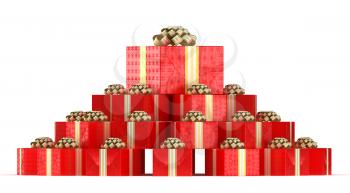 Royalty Free Clipart Image of a Pile of Red Presents