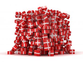 Royalty Free Clipart Image of a Pile of Red Presents