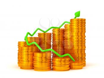 Royalty Free Clipart Image of Earnings and Success Coin Graph