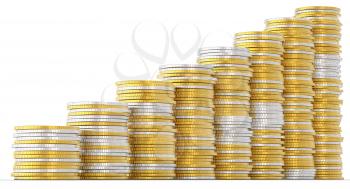 Royalty Free Clipart Image of Stacks of Coins