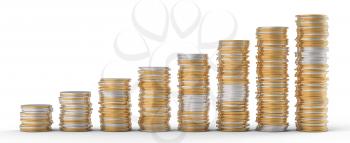 Royalty Free Clipart Image of Stacks of Coins