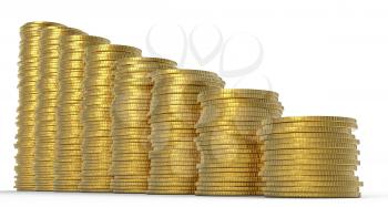 Royalty Free Clipart Image of Stacks of Coins