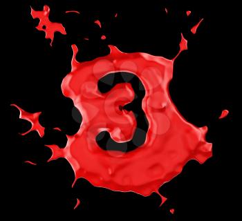 Royalty Free Clipart Image of a Red Number Three in Paint