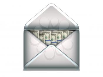 Royalty Free Clipart Image of Money in an Envelope 