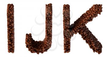 Royalty Free Clipart Image of Roasted Coffee Font I, J and K