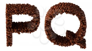 Royalty Free Clipart Image of Roasted Coffee Font P and Q