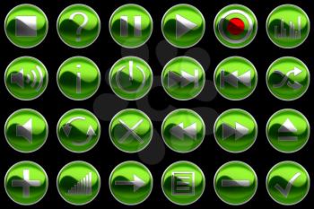 Royalty Free Clipart Image of Green Control Panel Buttons