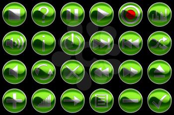 Royalty Free Clipart Image of Green Control Panel Buttons