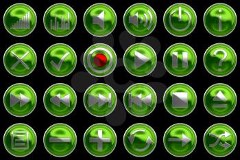 Royalty Free Clipart Image of Green Control Panel Buttons