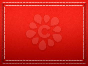 Royalty Free Clipart Image of a Red Stitched Leather Background
