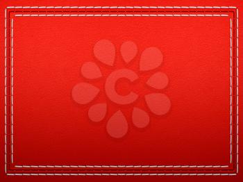 Royalty Free Clipart Image of a Red Stitched Leather Background