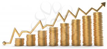 Royalty Free Clipart Image of Earnings and Success Coin Graph