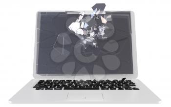 Royalty Free Clipart Image of a Broken Laptop