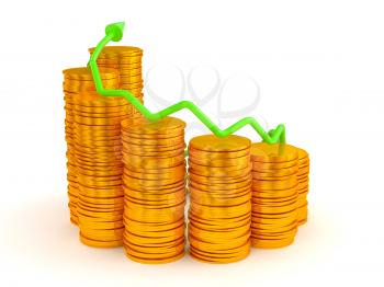 Royalty Free Clipart Image of Earnings and Success Coin Graph