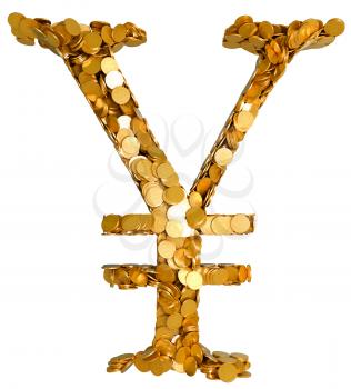 Royalty Free Clipart Image of a Yen Currency Symbol Made of Coins