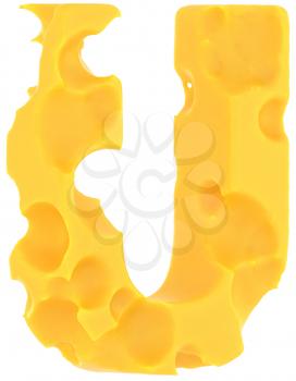 Cheeze font U letter isolated over white background