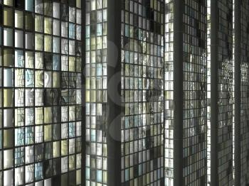 Closeup of Abstract skyscrapers windows in the city