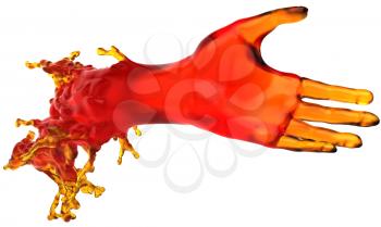 Help and give: red liquid shape isolated on white