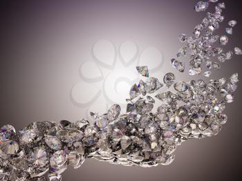 Large diamonds flow over studio light background