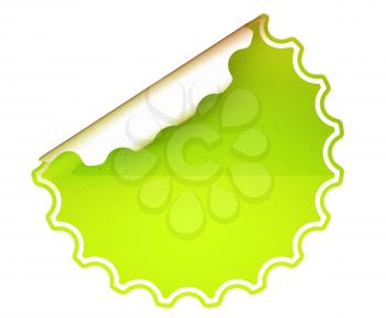 Lettuce Green round bent sticker or label over white background